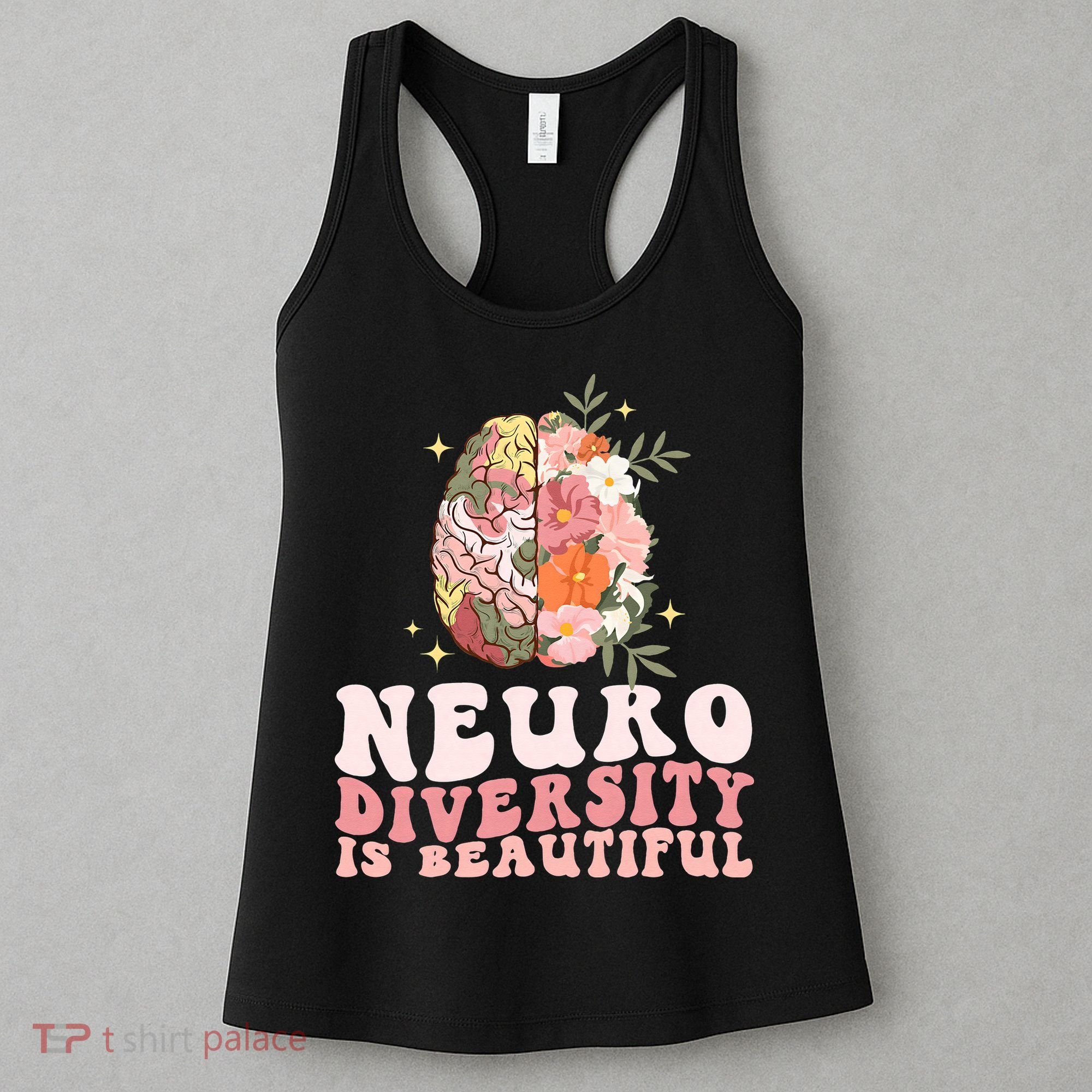 Neurodiversity Is Beautiful Floral Brain Groovy Women's Tank Top
