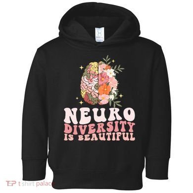 Neurodiversity Is Beautiful Floral Brain Groovy Toddler Hoodie