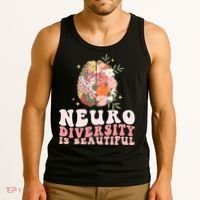 Neurodiversity Is Beautiful Floral Brain Groovy Tank Top thumb 3
