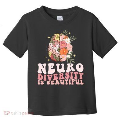 Neurodiversity Is Beautiful Floral Brain Groovy Toddler T-Shirt