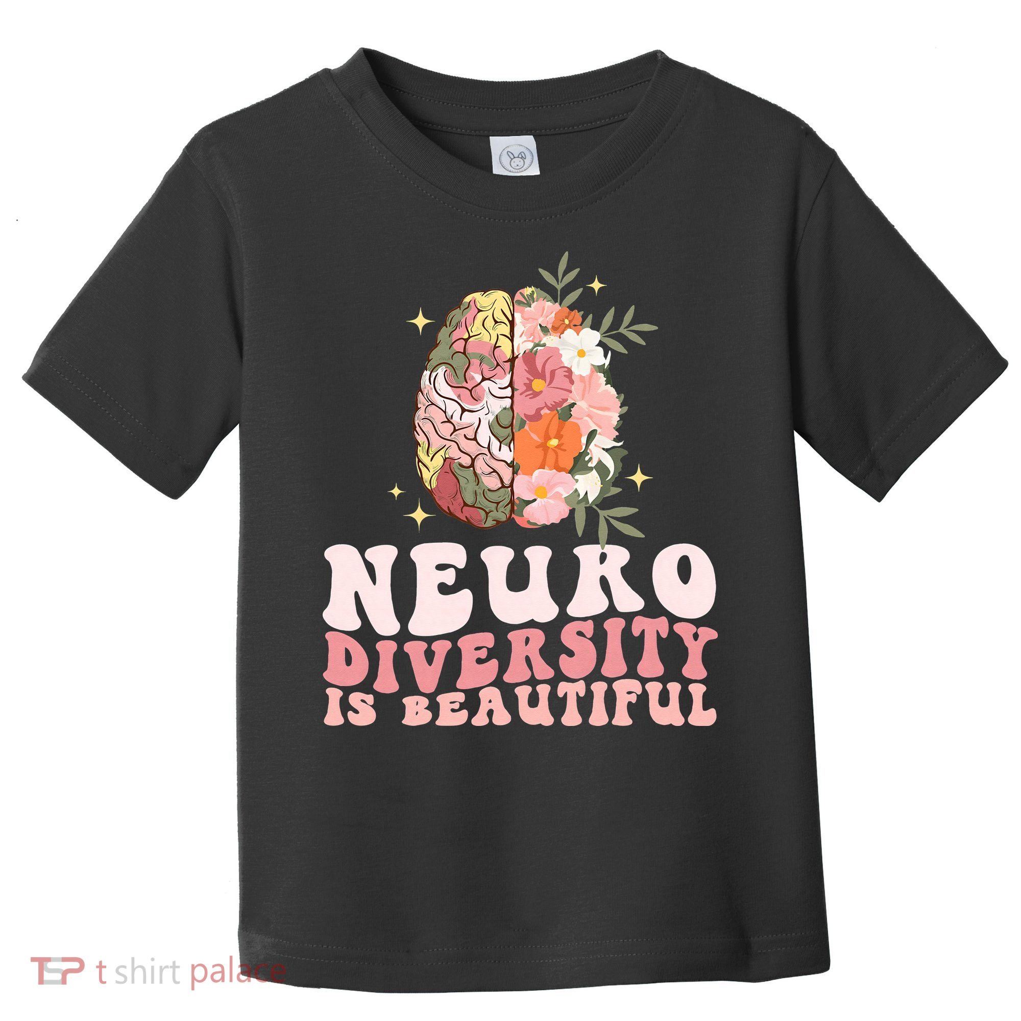 Neurodiversity Is Beautiful Floral Brain Groovy Toddler T-Shirt
