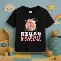 Neurodiversity Is Beautiful Floral Brain Groovy Toddler T-Shirt thumb 3