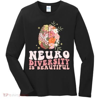 Neurodiversity Is Beautiful Floral Brain Groovy Women's Long Sleeve Shirt