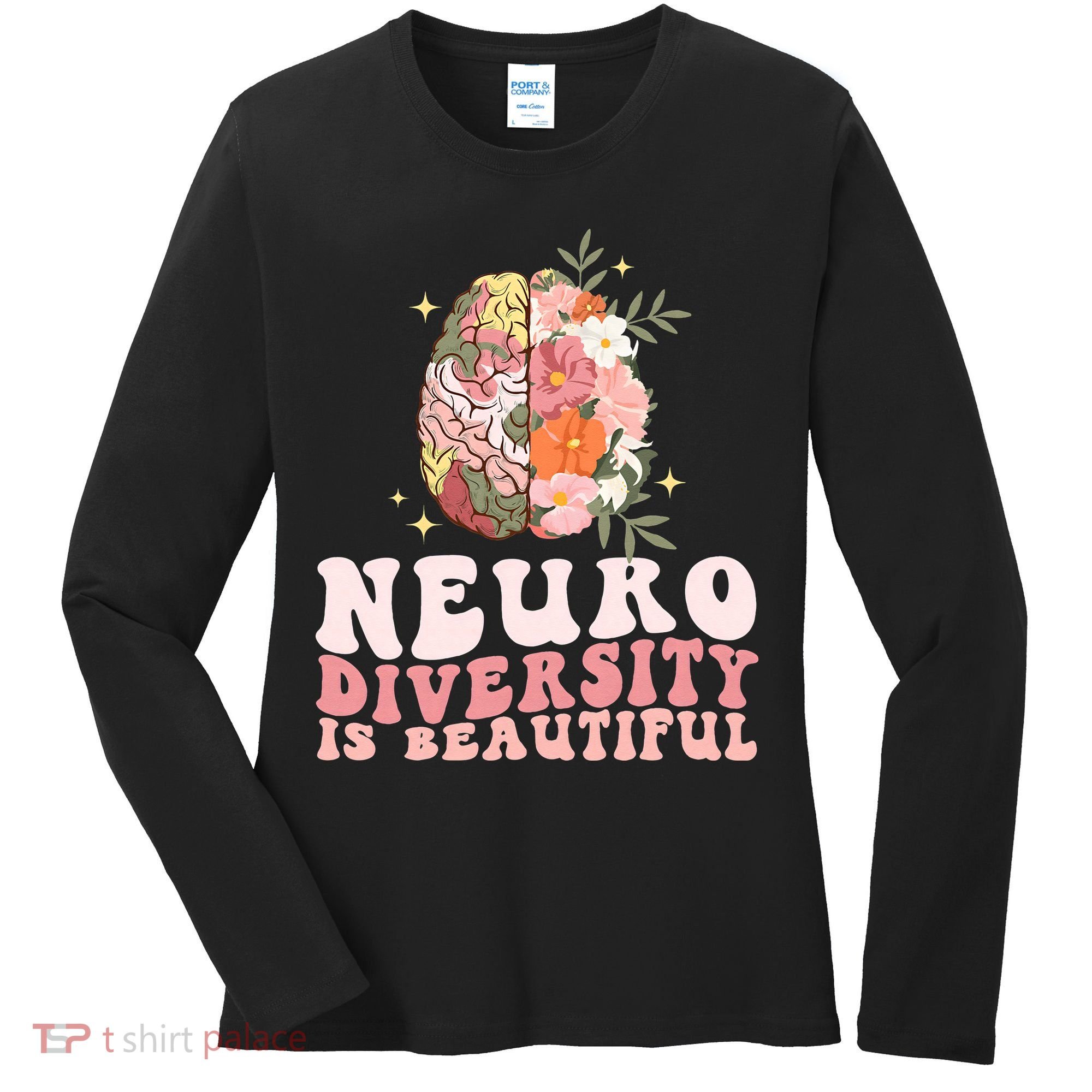 Neurodiversity Is Beautiful Floral Brain Groovy Women's Long Sleeve Shirt