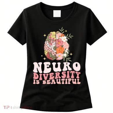 Neurodiversity Is Beautiful Floral Brain Groovy Women's T-Shirt