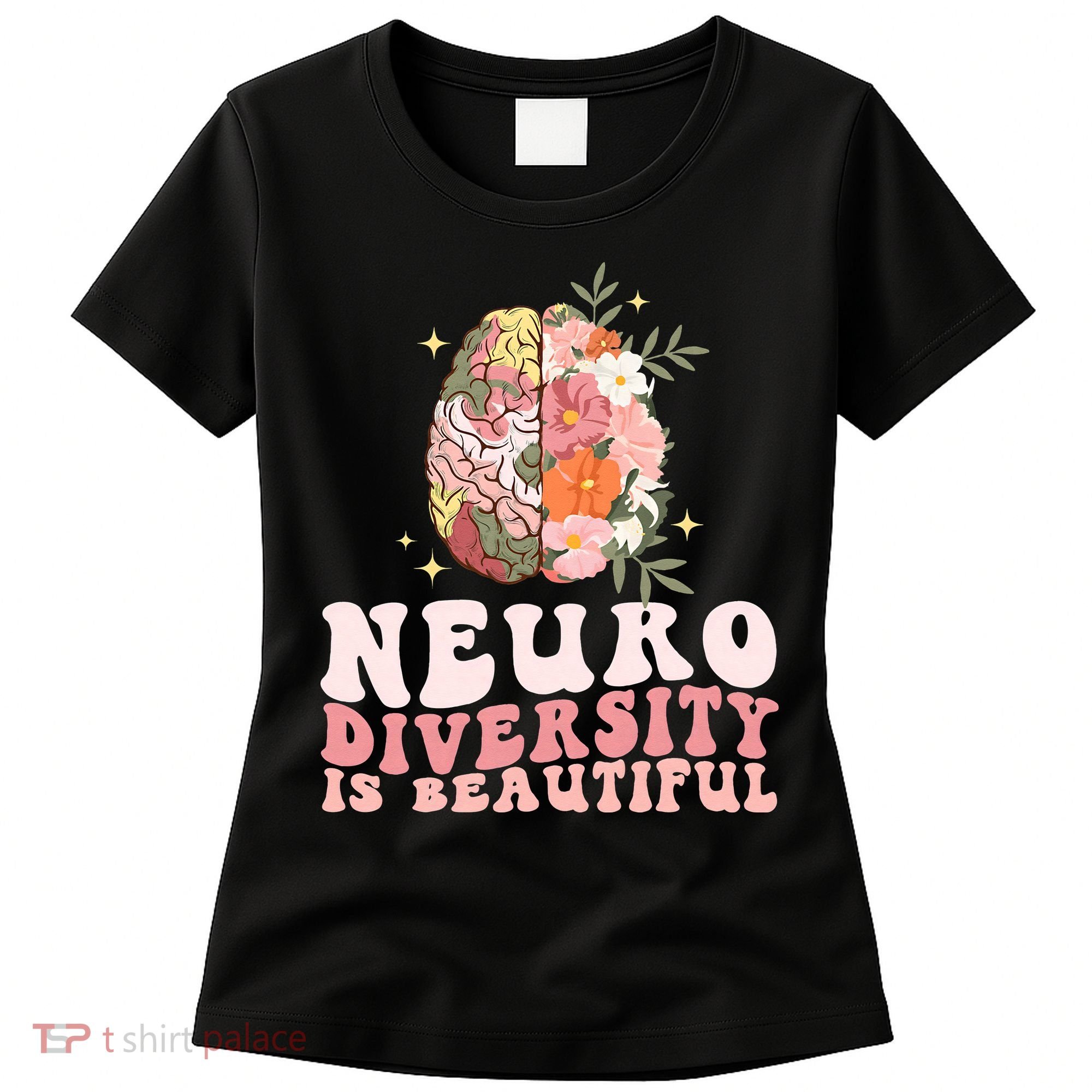 Neurodiversity Is Beautiful Floral Brain Groovy Women's T-Shirt