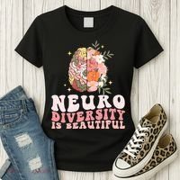 Neurodiversity Is Beautiful Floral Brain Groovy Women's T-Shirt thumb 3