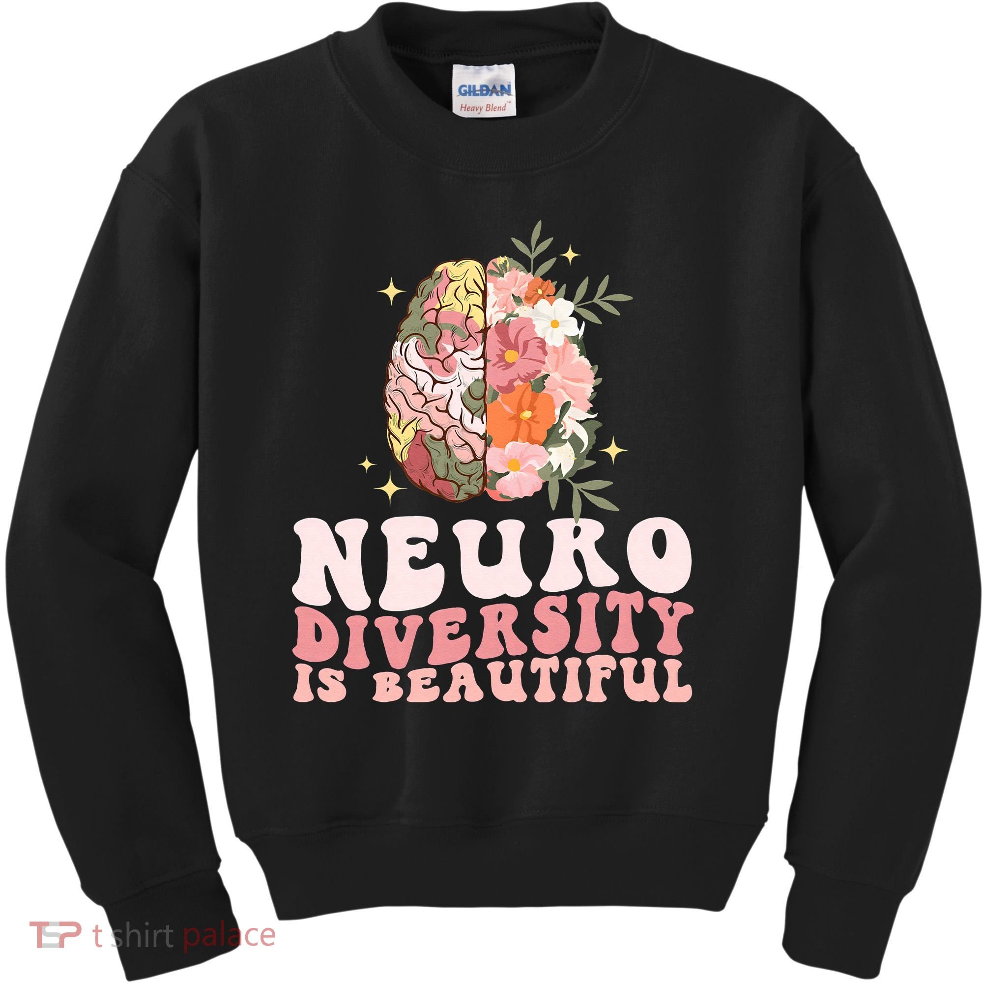 Neurodiversity Is Beautiful Floral Brain Groovy Kids Sweatshirt