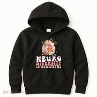 Neurodiversity Is Beautiful Floral Brain Groovy Kids Hoodie thumb 0