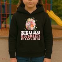 Neurodiversity Is Beautiful Floral Brain Groovy Kids Hoodie thumb 3