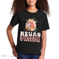 Neurodiversity Is Beautiful Floral Brain Groovy Kids T-Shirt thumb 2