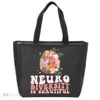 Neurodiversity Is Beautiful Floral Brain Groovy Tote Bag thumb 0