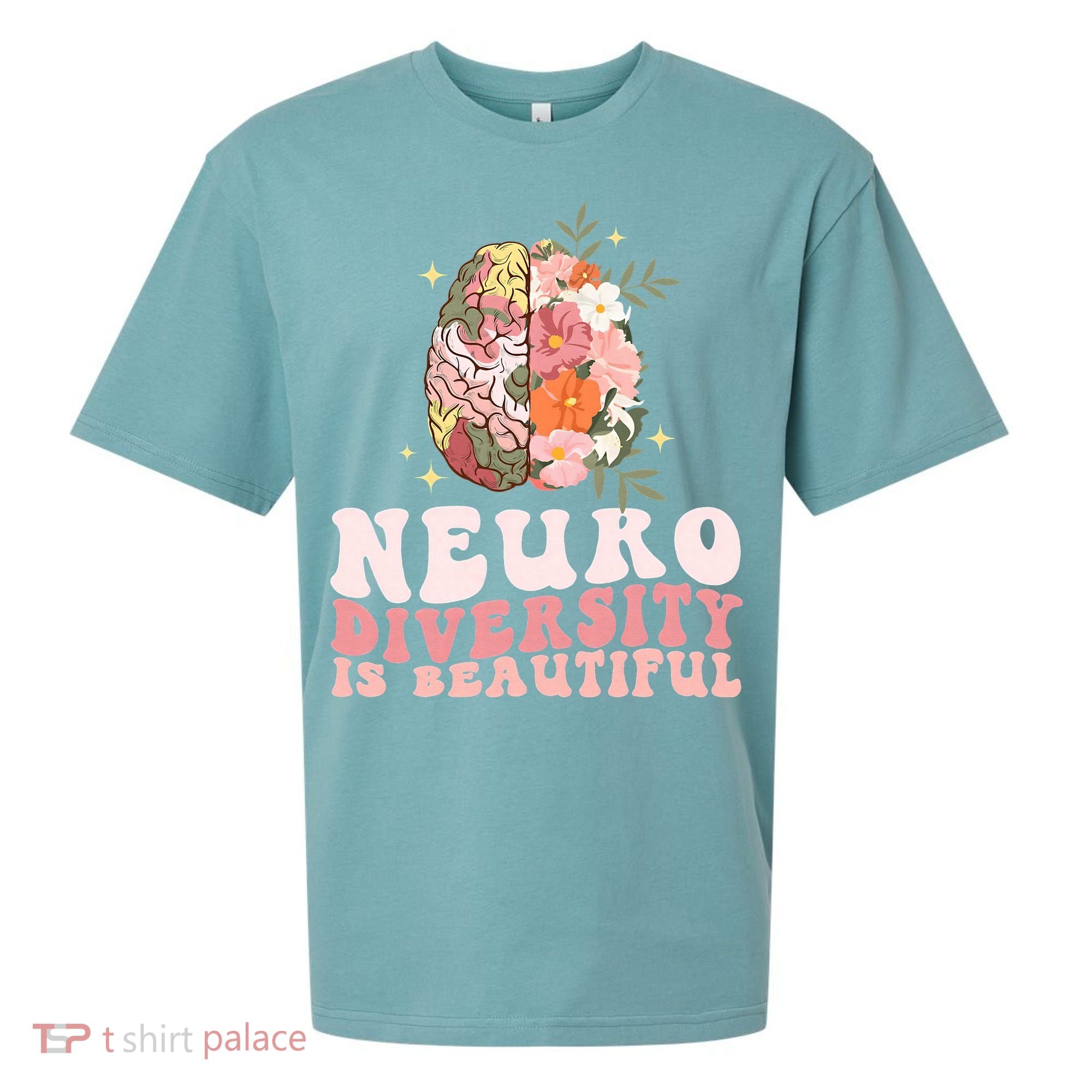 Neurodiversity Is Beautiful Floral Brain Groovy Sueded Cloud Jersey T-Shirt