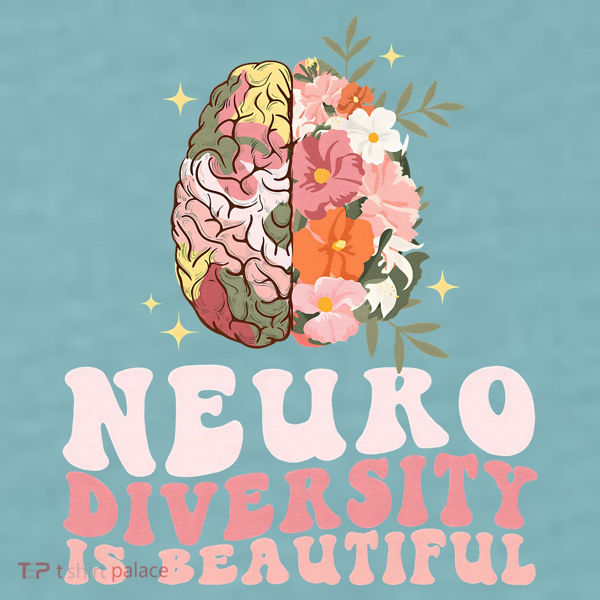 Neurodiversity Is Beautiful Floral Brain Groovy Sueded Cloud Jersey T-Shirt
