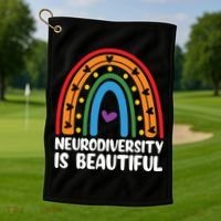 Neurodiversity Is Beautiful Autism Awareness Month Gift Golf Towel thumb 1