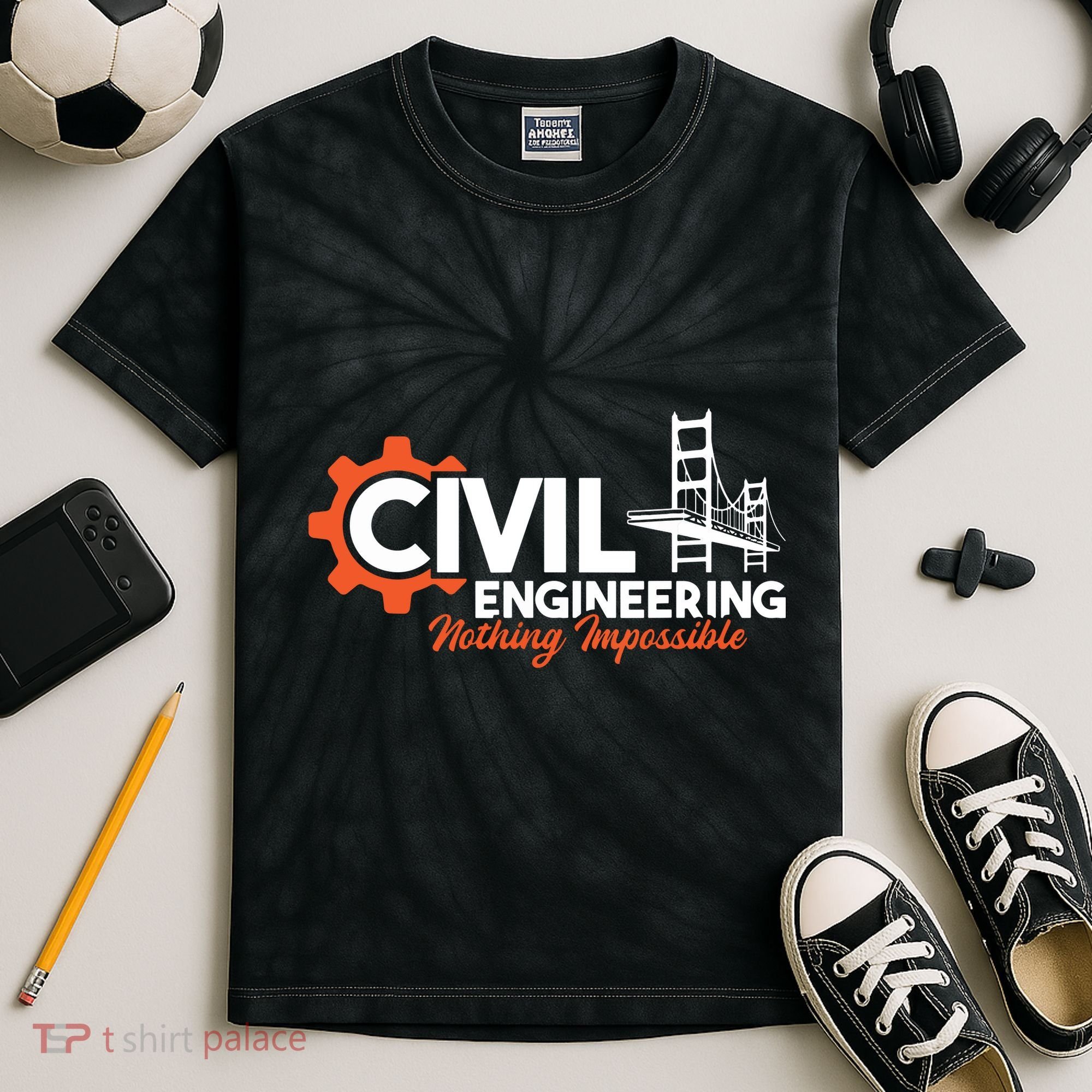 Nothing Impossible Bridge Engineer Civil Engineering Kids Tie-Dye T-Shirt