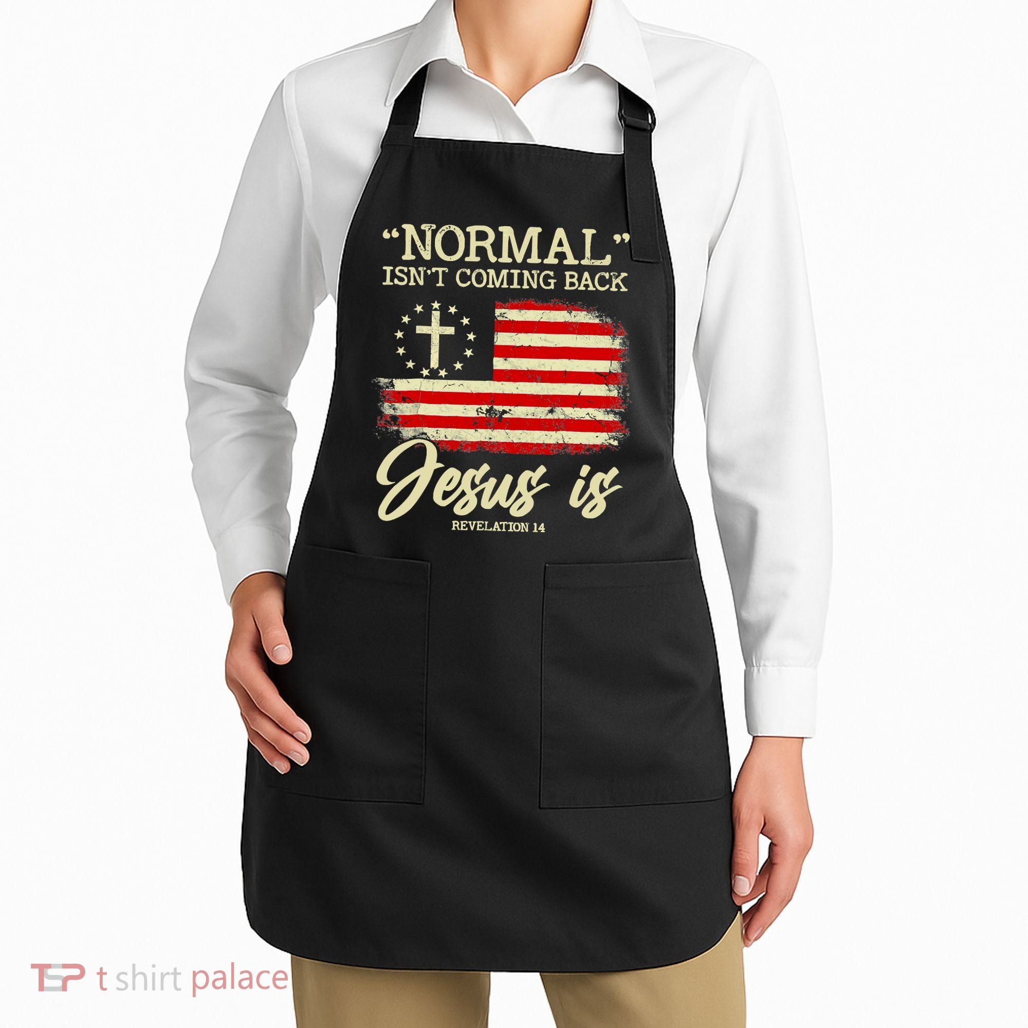 Normal Isn't Coming Back But Jesus Is Revelation 14 Costume Apron