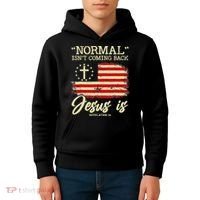 Normal Isn't Coming Back But Jesus Is Revelation 14 Costume Kids Hoodie thumb 4