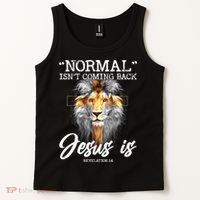 Normal Isn't Coming Back But Jesus Is Cross Christian Tank Top thumb 2