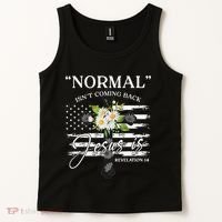 Normal Isn't Coming Back But Jesus Is Revelation 14 Flower Tank Top thumb 2