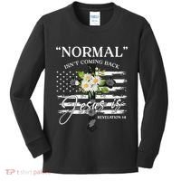 Normal Isn't Coming Back But Jesus Is Revelation 14 Flower Kids Long Sleeve Shirt thumb 0