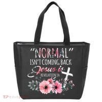 Normal Isnt Coming Back But Jesus Is Revelation 14 Flower Tote Bag thumb 0