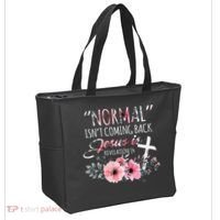 Normal Isnt Coming Back But Jesus Is Revelation 14 Flower Tote Bag thumb 2