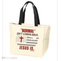 Normal Isnt Coming Back Jesus Is American Flag Cross Tote Bag thumb 3