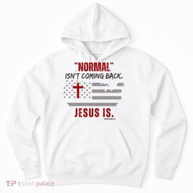Normal Isnt Coming Back Jesus Is American Flag Cross Hoodie