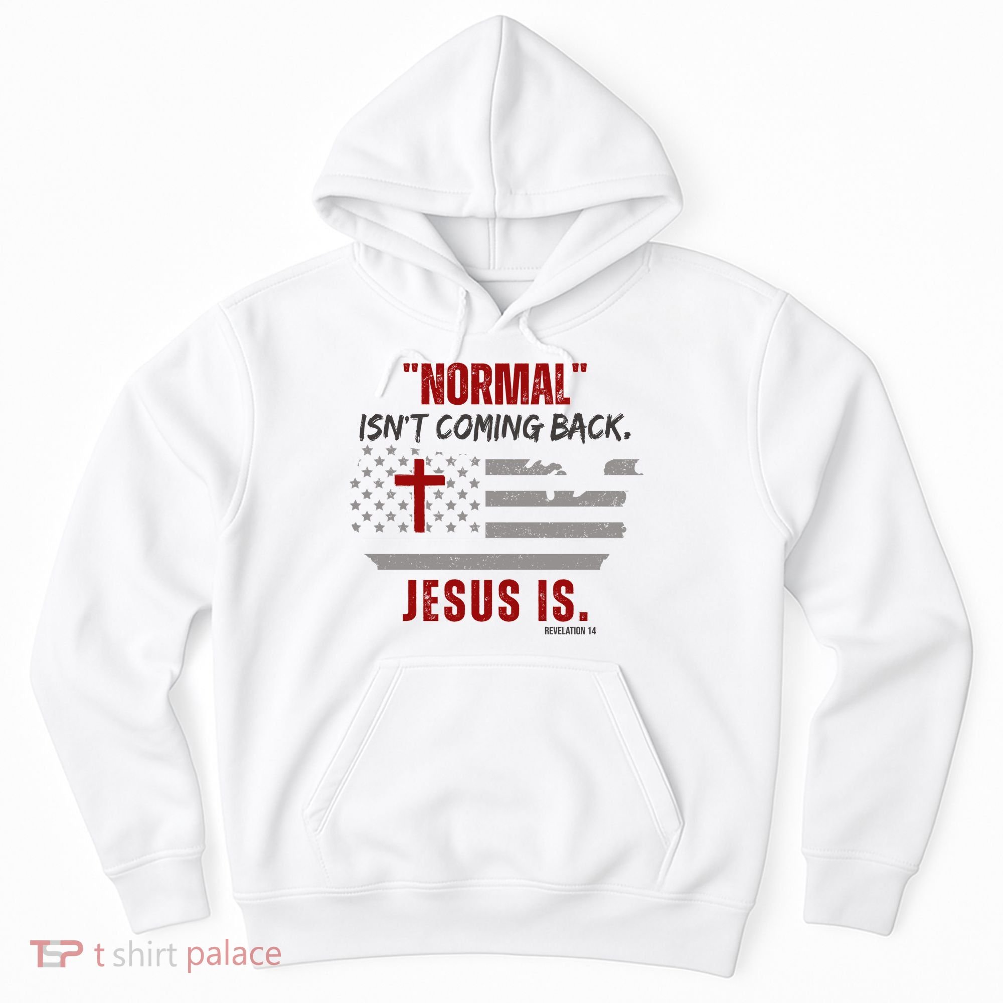 Normal Isnt Coming Back Jesus Is American Flag Cross Hoodie