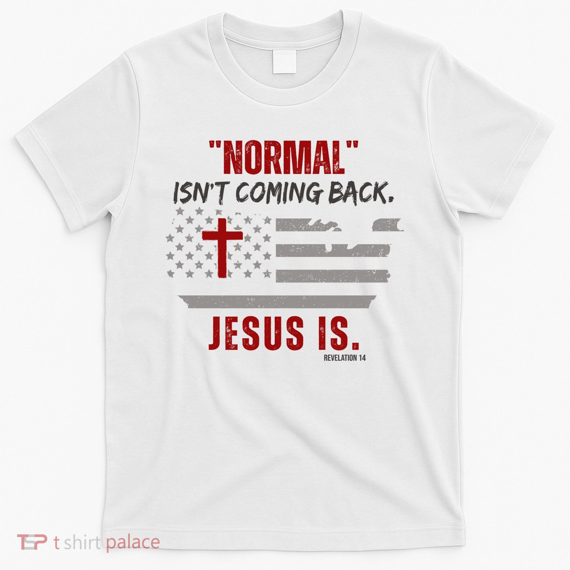 Normal Isnt Coming Back Jesus Is American Flag Cross T-Shirt