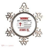 Normal Isnt Coming Back Jesus Is American Flag Cross Ornament thumb 0