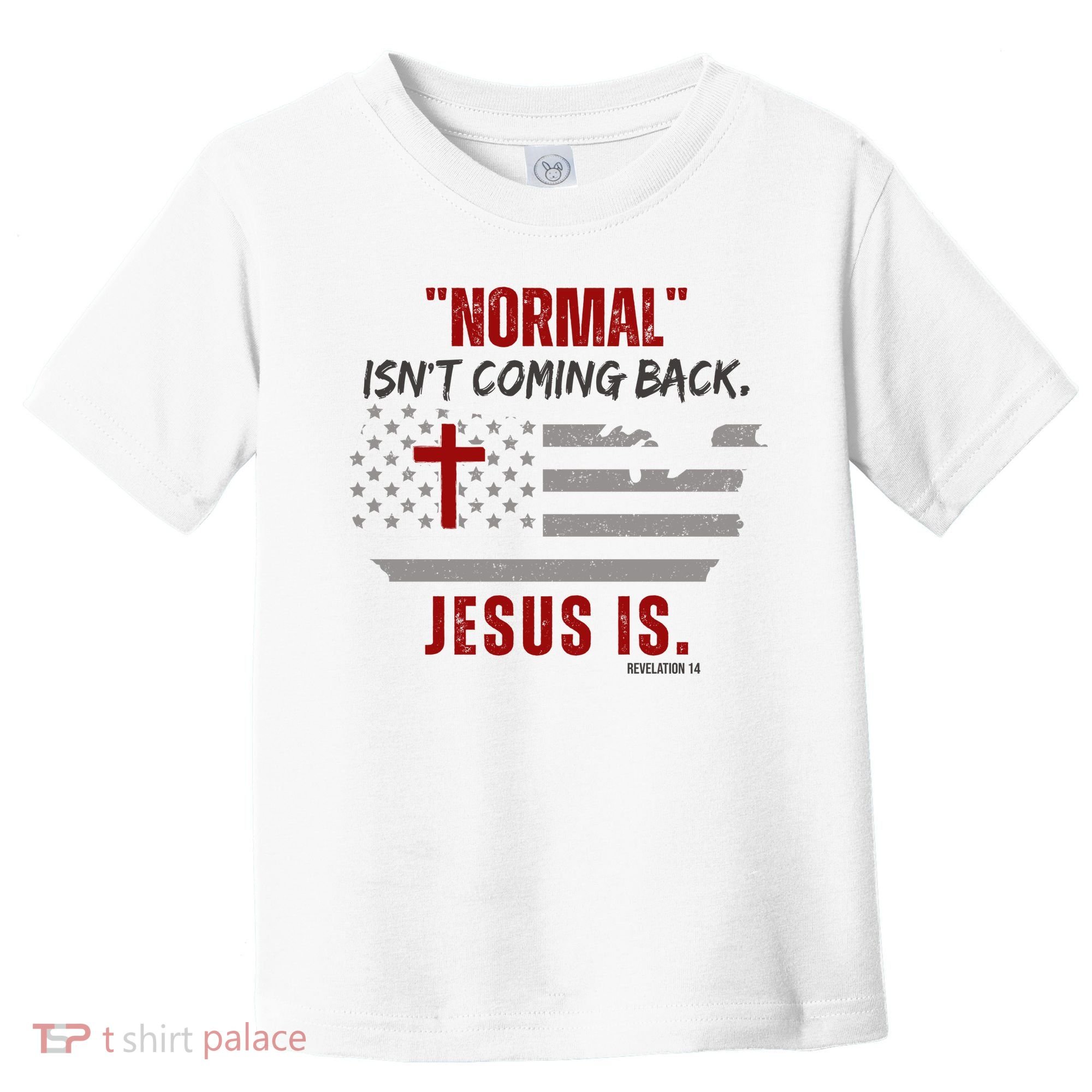 Normal Isnt Coming Back Jesus Is American Flag Cross Toddler T-Shirt