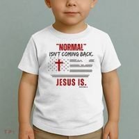 Normal Isnt Coming Back Jesus Is American Flag Cross Toddler T-Shirt thumb 2
