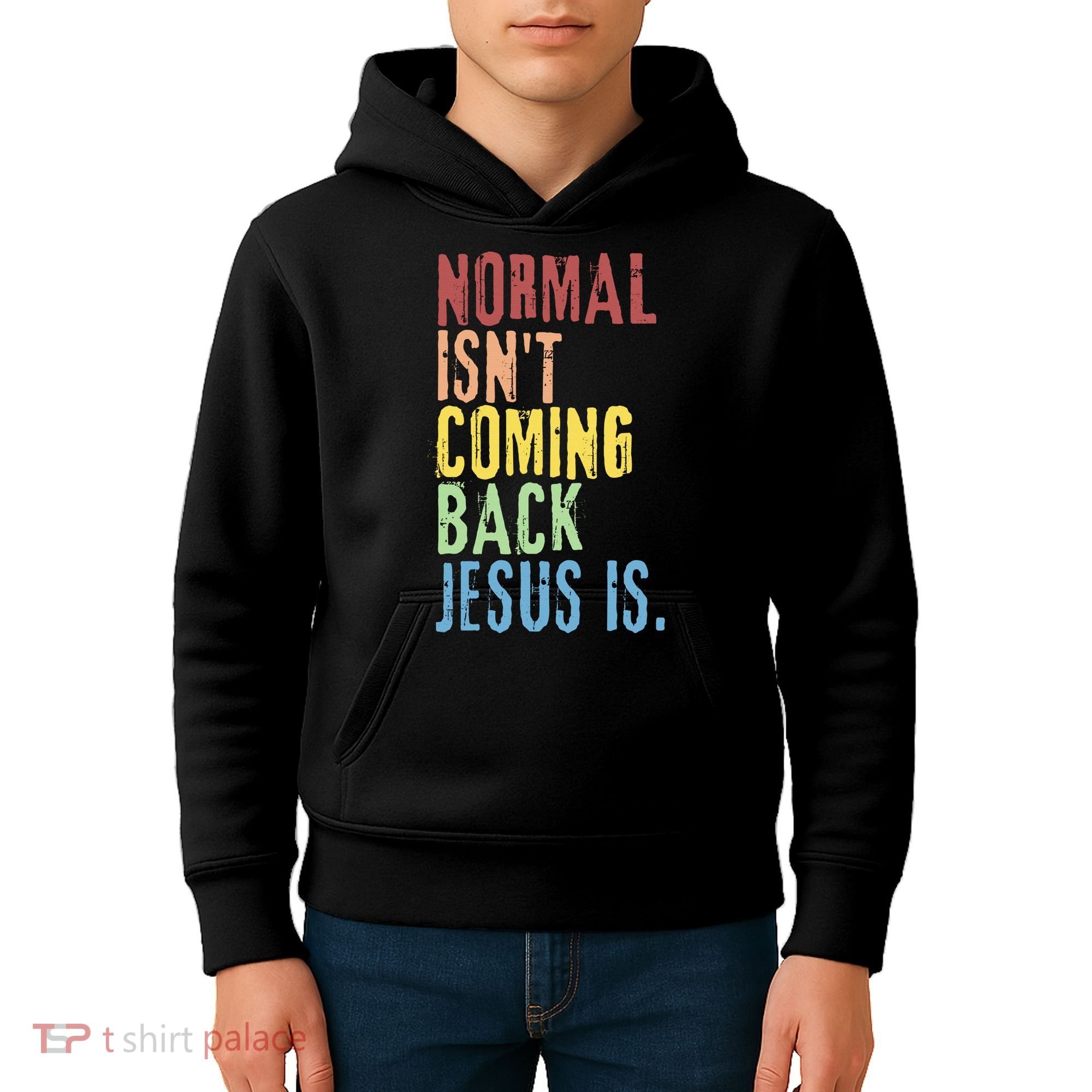 Normal Isn't Coming Back Jesus Is Funny Christian Republican Kids Hoodie