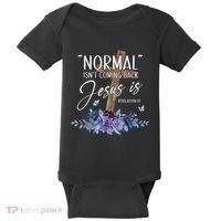 Normal Isnt Coming Back But Jesus Is Revelation 14 Flower Baby Bodysuit thumb 0