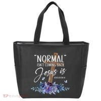 Normal Isnt Coming Back But Jesus Is Revelation 14 Flower Tote Bag thumb 0