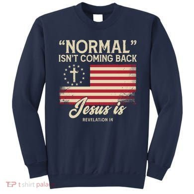 Normal Isnt Coming Back Jesus Is American Flag Sweatshirt
