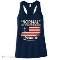 Normal Isnt Coming Back Jesus Is American Flag Women's Tank Top thumb 0