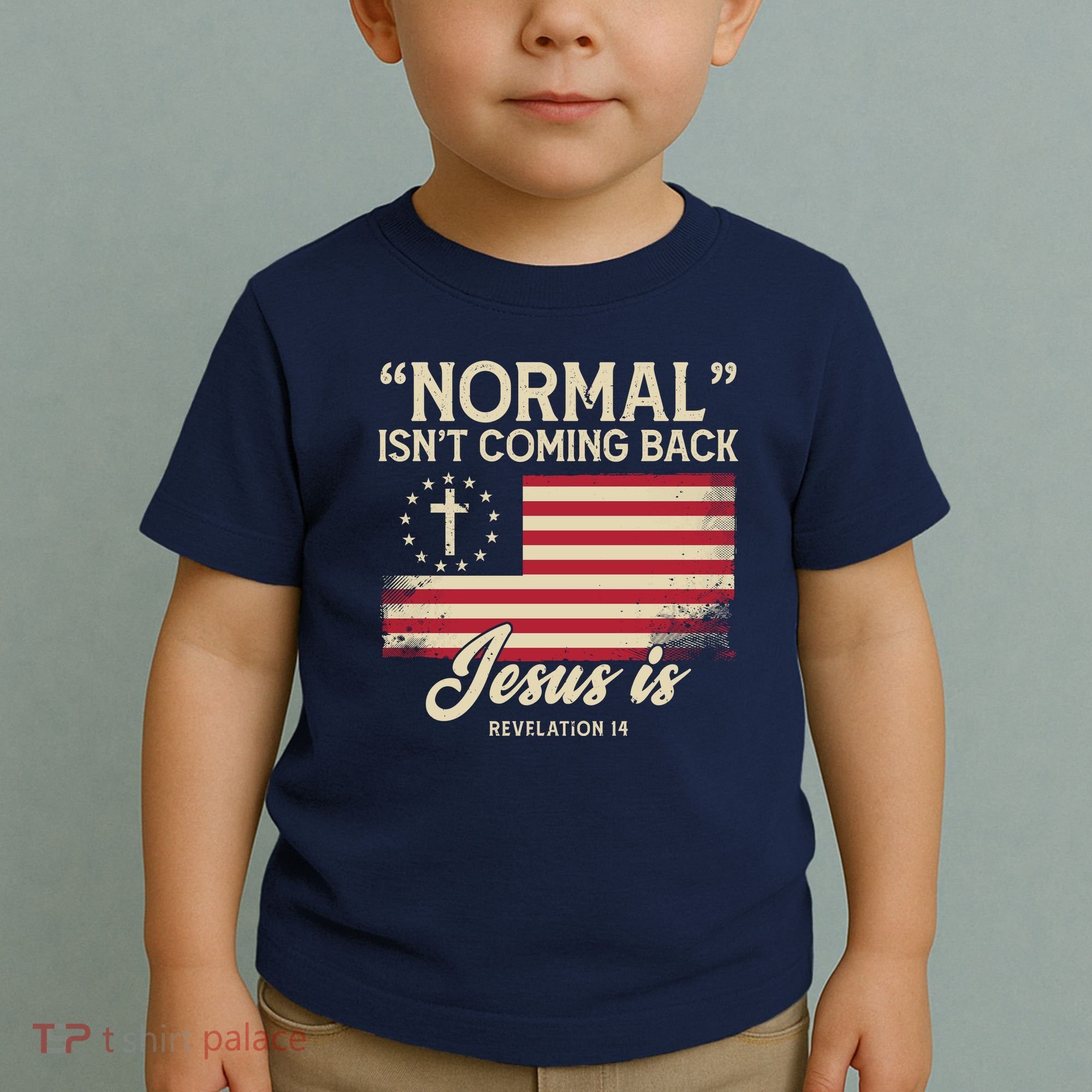 Normal Isnt Coming Back Jesus Is American Flag Toddler T-Shirt