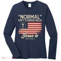 Normal Isnt Coming Back Jesus Is American Flag Women's Long Sleeve Shirt thumb 0