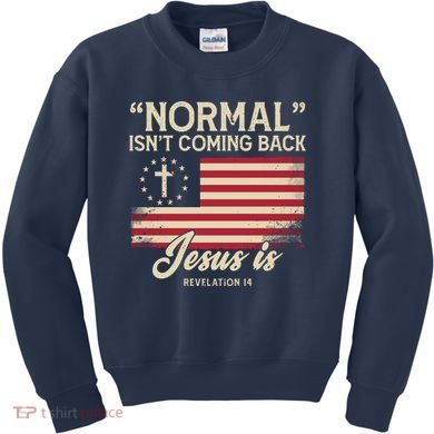 Normal Isnt Coming Back Jesus Is American Flag Kids Sweatshirt