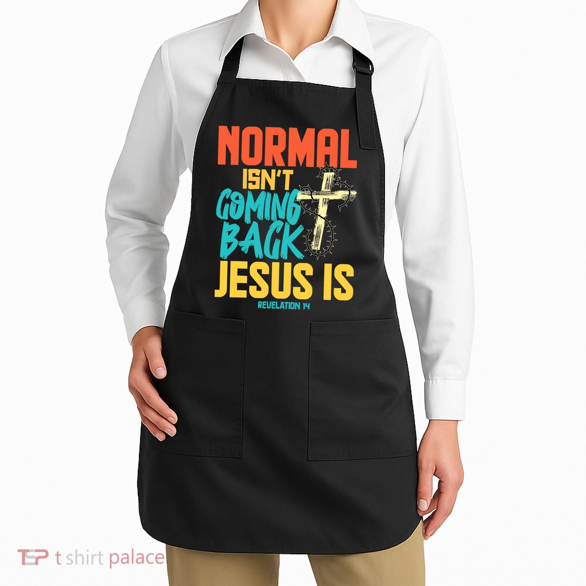 Normal Isnt Coming Back Jesus Funny Apron