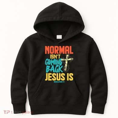 Normal Isnt Coming Back Jesus Funny Kids Hoodie