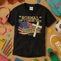 Normal Isn't Coming Back Jesus Is Revelation 14 Christian Kids T-Shirt thumb 3