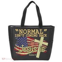 Normal Isn't Coming Back Jesus Is Revelation 14 Christian Tote Bag thumb 0