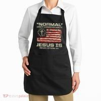 Normal IsnT Coming Back Jesus Is Christian American Flag Apron thumb 2