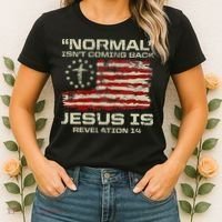 Normal IsnT Coming Back Jesus Is Christian American Flag Women's T-Shirt thumb 2