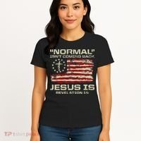 Normal IsnT Coming Back Jesus Is Christian American Flag Women's T-Shirt thumb 4