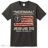 Normal IsnT Coming Back Jesus Is Christian American Flag T-Shirt thumb 0